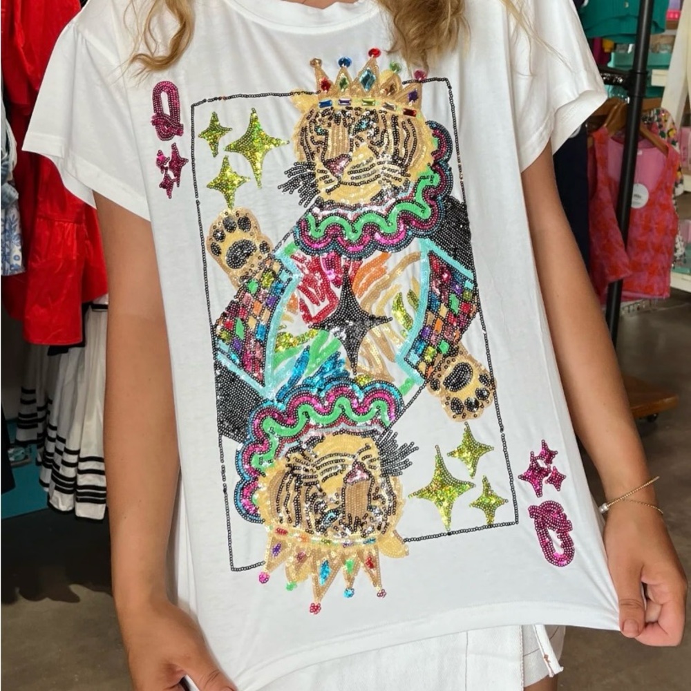 Queen of Sparkles Tiger Card Tee XL